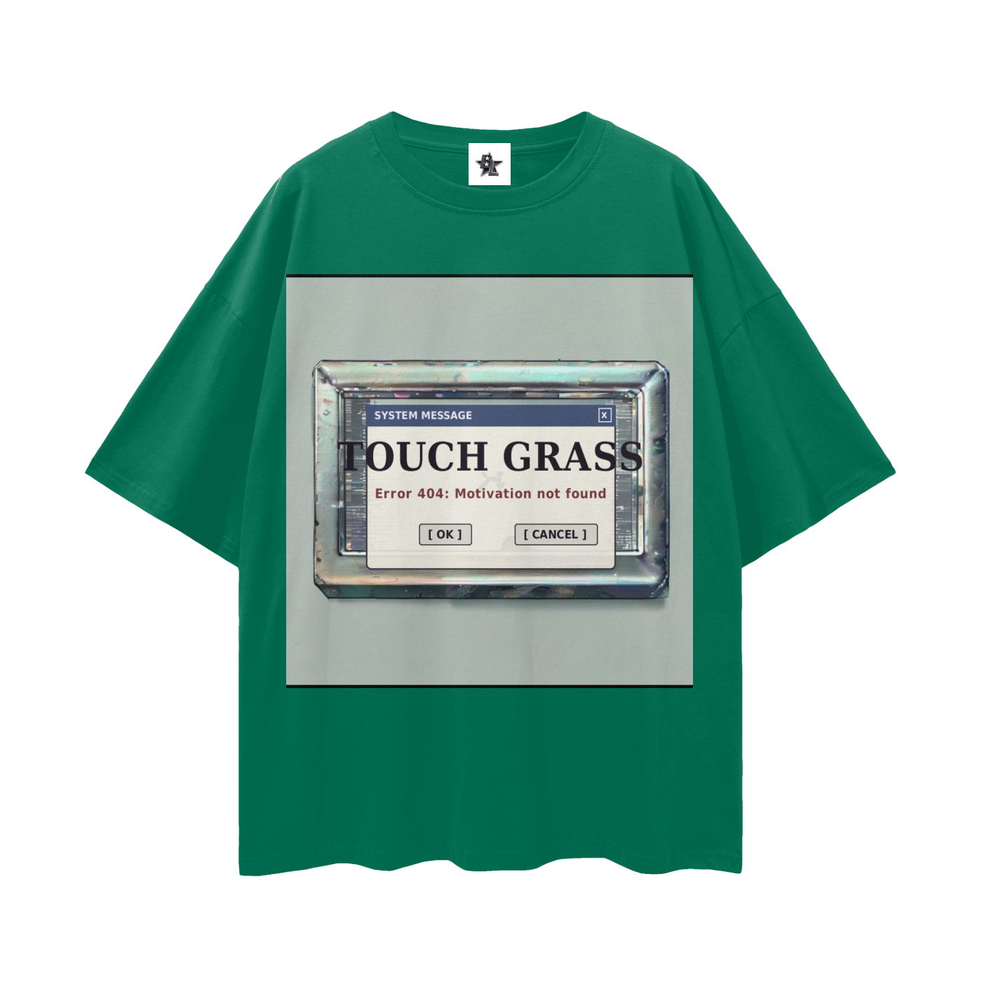 Touch Grass Error 404 Tee - Motivation Not Found | Y2K Early-Internet Oversized Graphic Tee