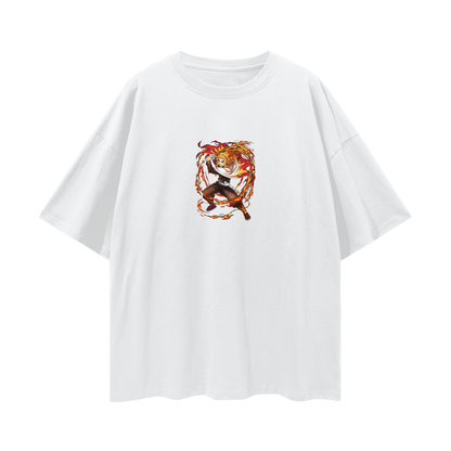 Vintage/Y2K Demon Flamehashira Slayer Anime Oversized T Shirt