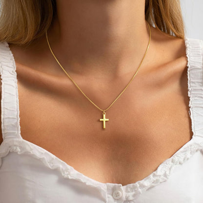 Cross Necklace for Women 14K Gold Plated Non Tarnish Jewelry Gifts | Cross Pendant Necklace Cute Simple Small Necklace Christian Baptism Religious Faith Jewelry Gifts