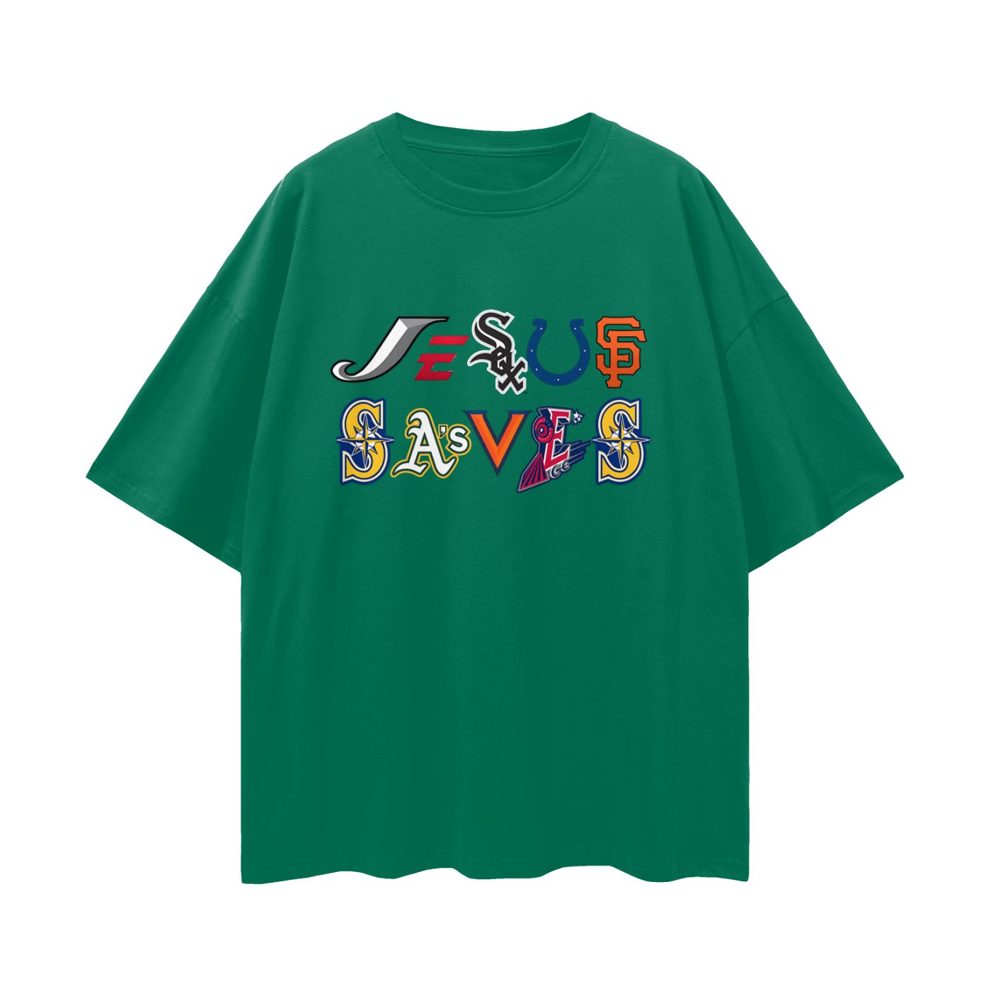 Religious Jesus Saves Sport Logos Like Graphic Oversized T Shirt