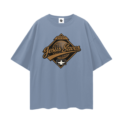 Vintage/Y2K Religious Jesus Saves Oversized T Shirt