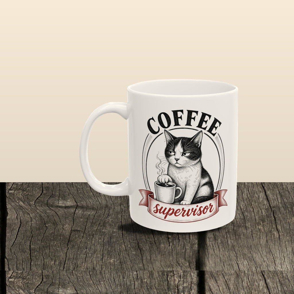 Coffee Supervisor mug - styled brown planks 03
