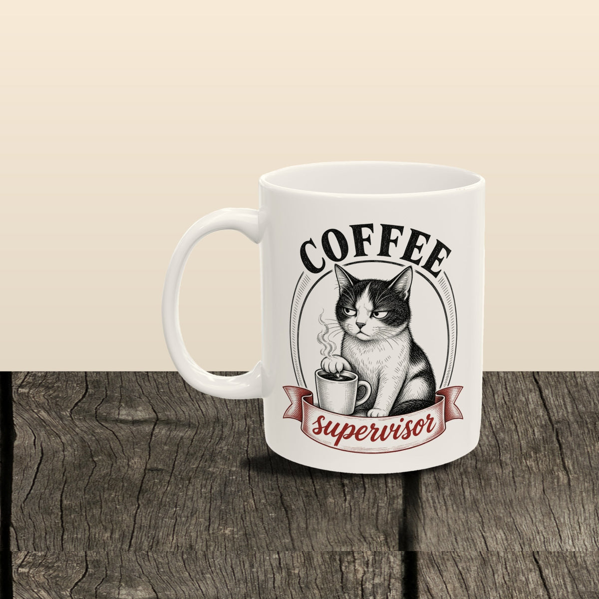 Coffee Supervisor mug - styled brown planks 03