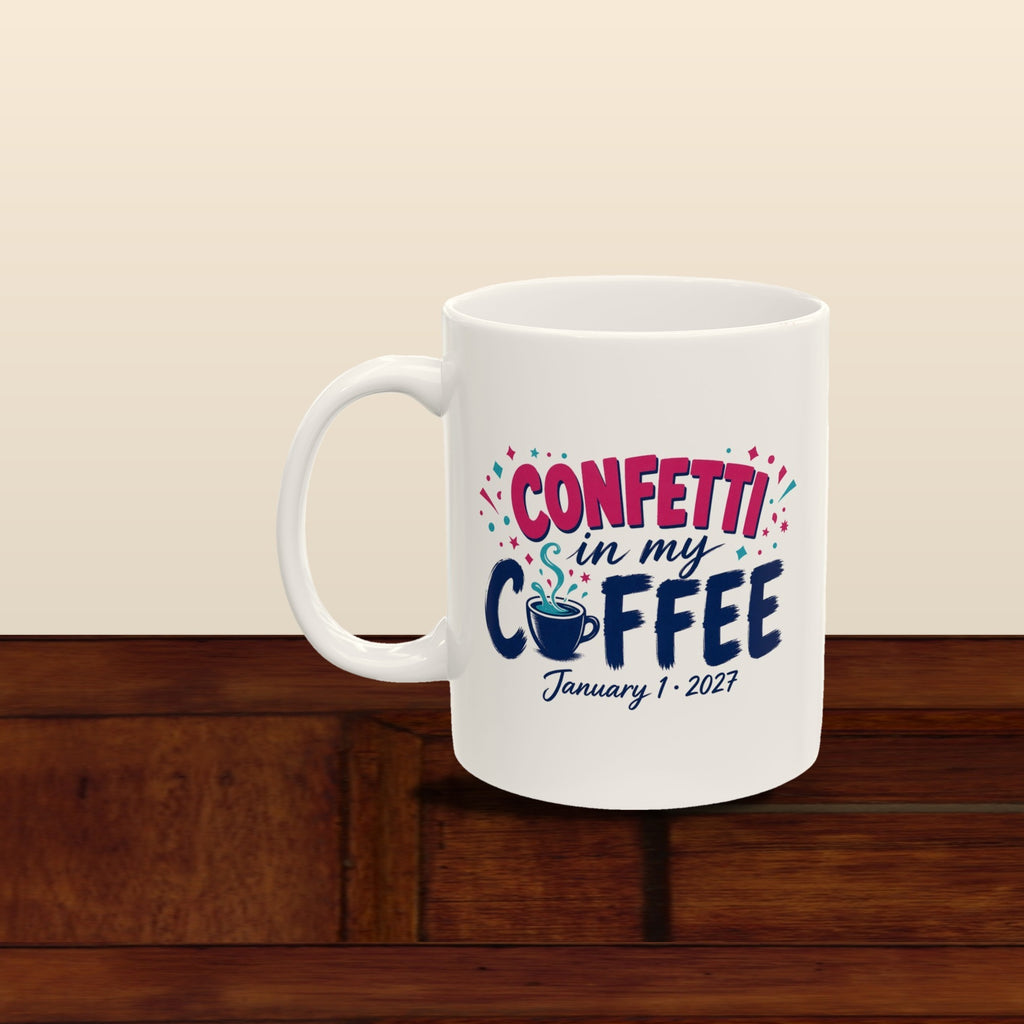 Confetti in My Coffee mug - styled wooden panels