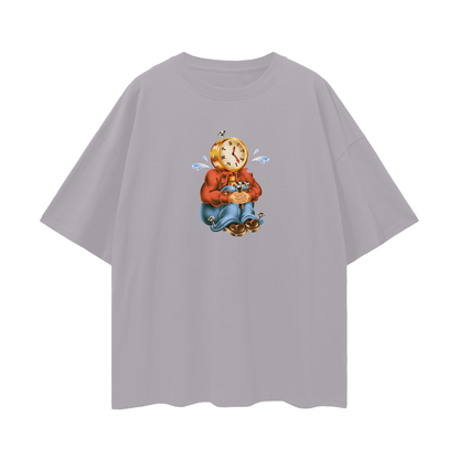 Sitting Clock Man Like 90s Y2K Vintage Like Graphic Oversized T Shirt