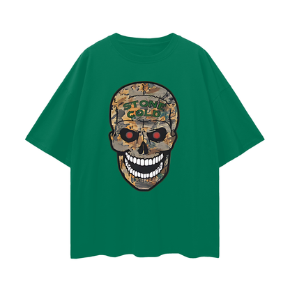 Vintage Like Camo Skull Cold Stone Steve Austin Oversized T Shirt