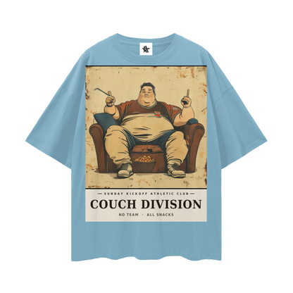 Sunday Kickoff Athletic Club Tee - Couch Division | Vintage Varsity Football Bootleg Oversized Tee