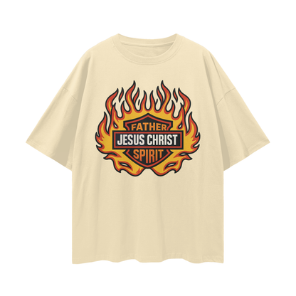 Religious Jesus Harley Davidson Y2K Vintage Like Graphic Oversized T Shirt
