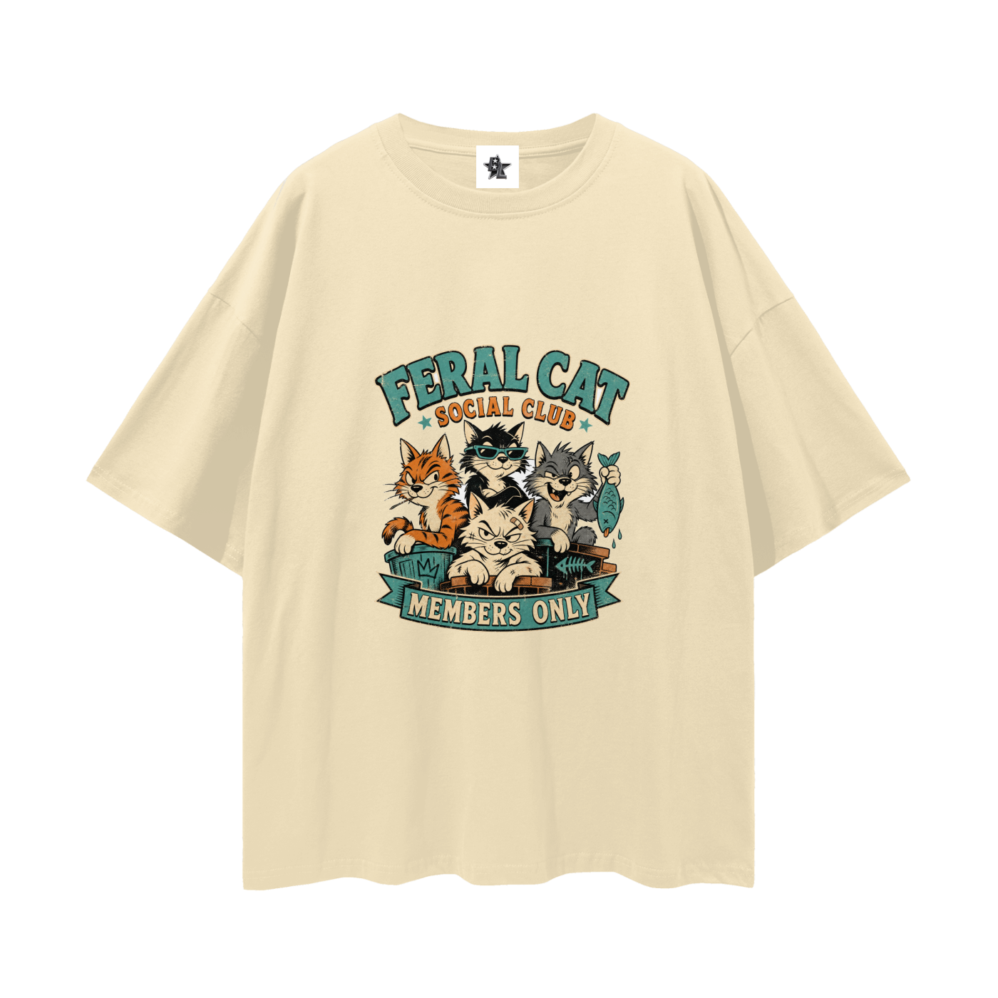 Feral Cat Social Club Tee - Members Only | Oversized Heavyweight Bootleg Graphic Tee