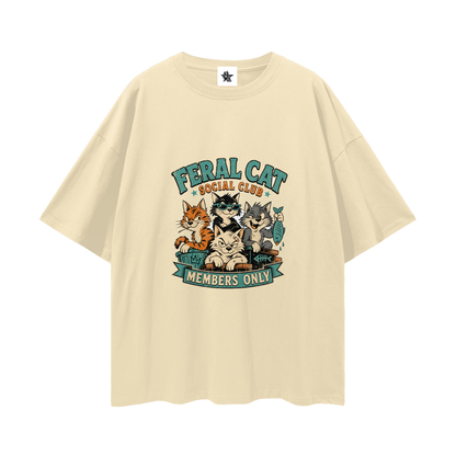 Feral Cat Social Club Tee - Members Only | Oversized Heavyweight Bootleg Graphic Tee
