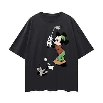 Mickey Mouse Golfing Vintage Like Graphic Oversized T Shirt