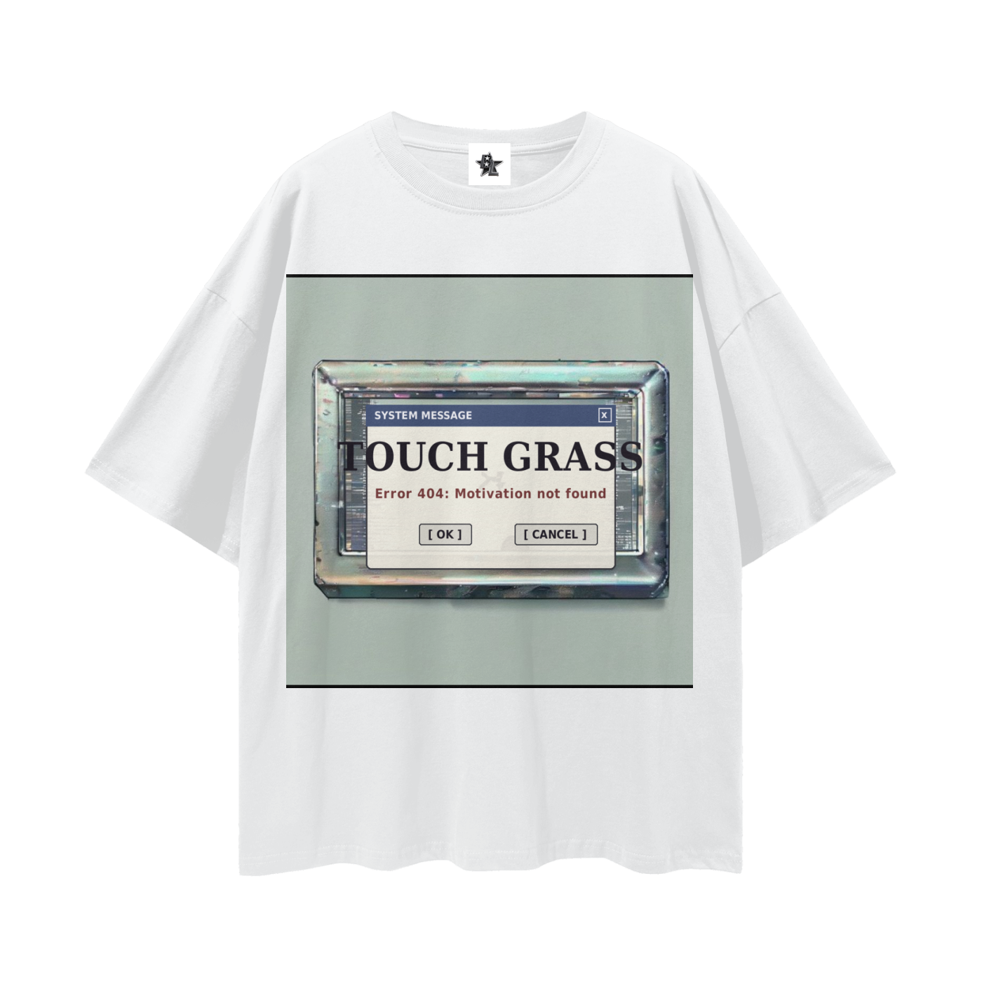 Touch Grass Error 404 Tee - Motivation Not Found | Y2K Early-Internet Oversized Graphic Tee