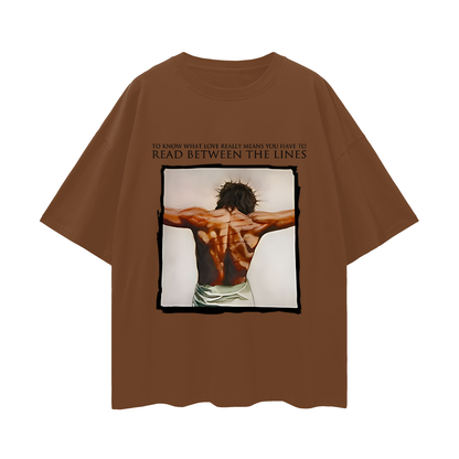 Religious Jesus Read Between The Lines Graphic Oversized T Shirt