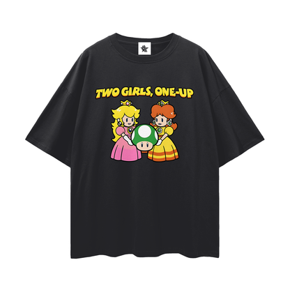 Funny Vintage/Y2K Two Girls One Up Oversized T Shirt