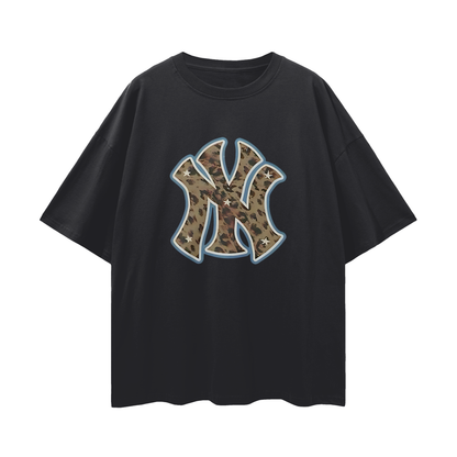 Yankees Leopard 90s Vintage Like Graphic Oversized T Shirt