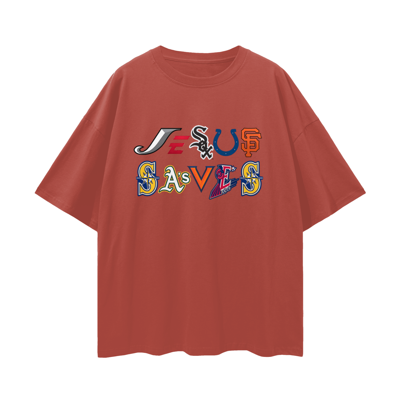 Religious Jesus Saves Sport Logos Like Graphic Oversized T Shirt