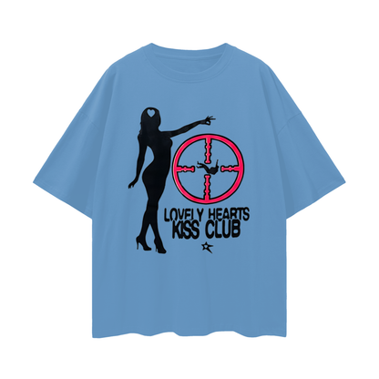 Vintage Like Kiss Club Graphic Oversized T Shirt