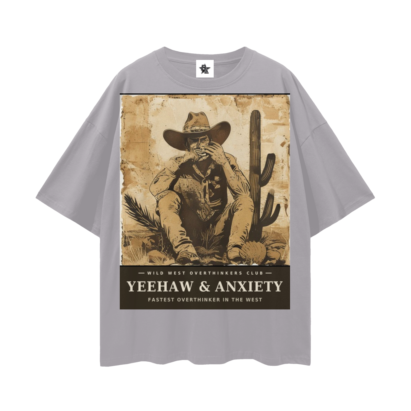 Wild West Overthinkers Club Tee - Yeehaw & Anxiety | Vintage Western Bootleg Oversized Graphic Tee