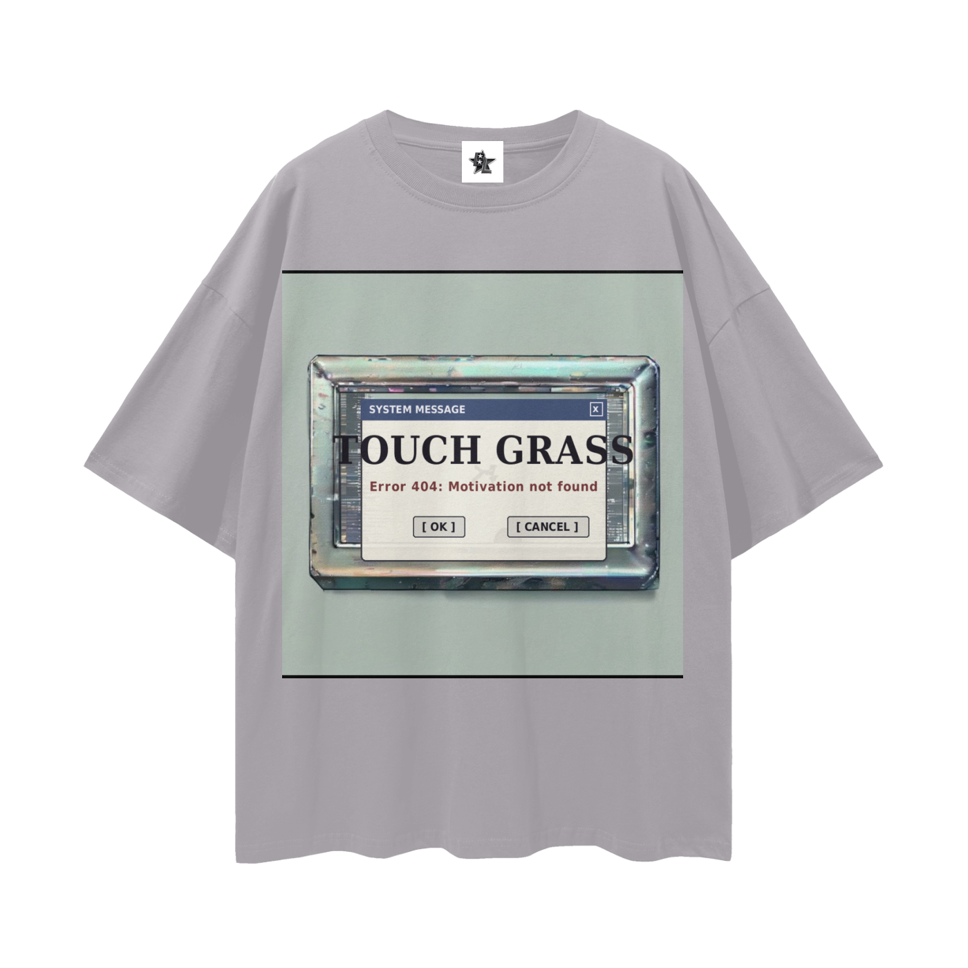 Touch Grass Error 404 Tee - Motivation Not Found | Y2K Early-Internet Oversized Graphic Tee