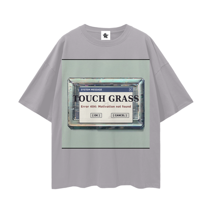 Touch Grass Error 404 Tee - Motivation Not Found | Y2K Early-Internet Oversized Graphic Tee