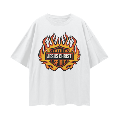 Religious Jesus Harley Davidson Y2K Vintage Like Graphic Oversized T Shirt