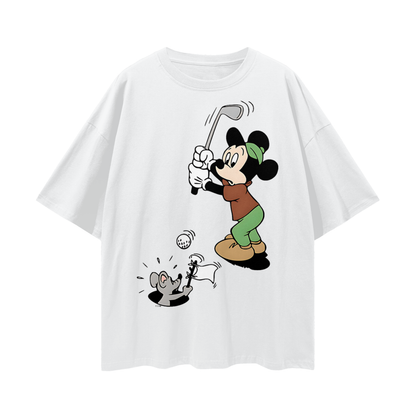 Mickey Mouse Golfing Vintage Like Graphic Oversized T Shirt