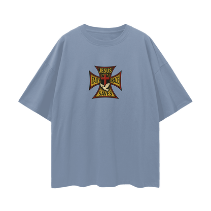 Religious Jesus Saves West Coast Choppers Like Graphic Oversized T Shirt