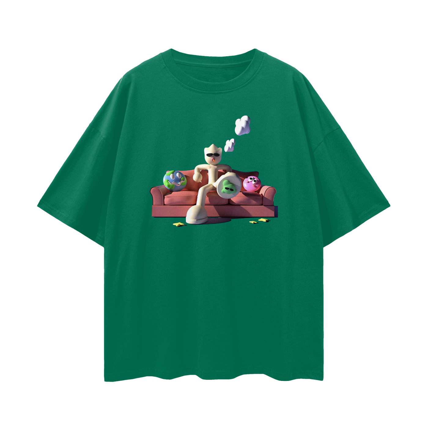 Clay Man On Couch Graphic Oversized T Shirt
