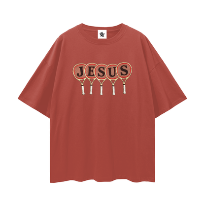 Vintage/Y2K Religious Jesus Tennis Racket Oversized T Shirt