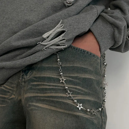 Punk Jeans Pants Chain Multi Layer Chain Punk Cross Charm Waist Wallet Chain Harajuku Belt for Hip Hop Dancers