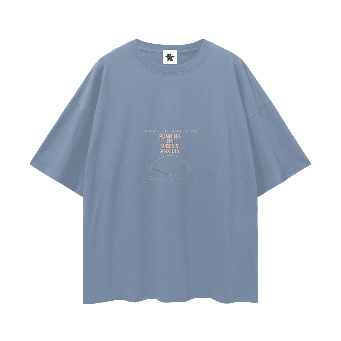 Running On Vibes And Anxiety Oversized T-Shirt | Funny Vintage Graphic