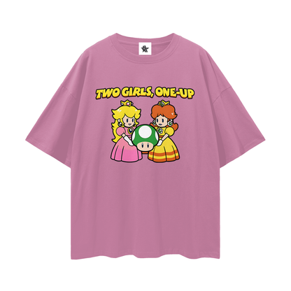 Funny Vintage/Y2K Two Girls One Up Oversized T Shirt
