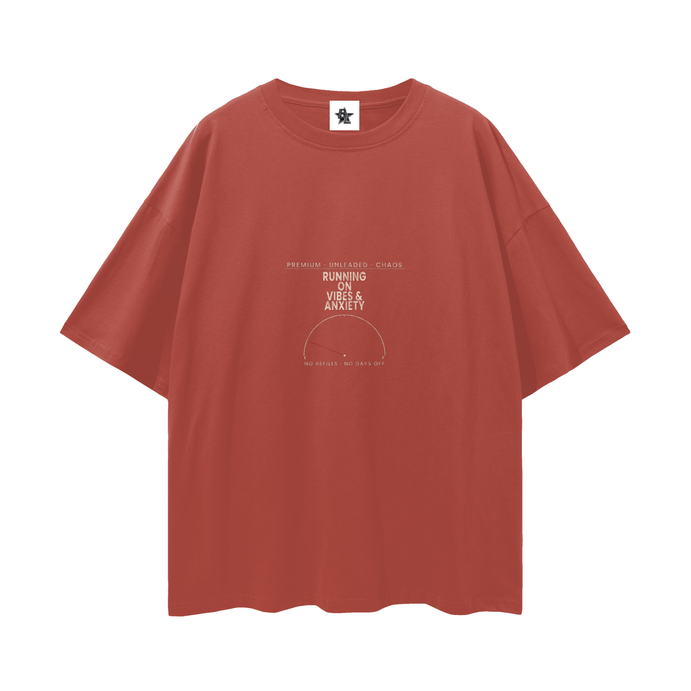 Running On Vibes And Anxiety Oversized T-Shirt | Funny Vintage Graphic