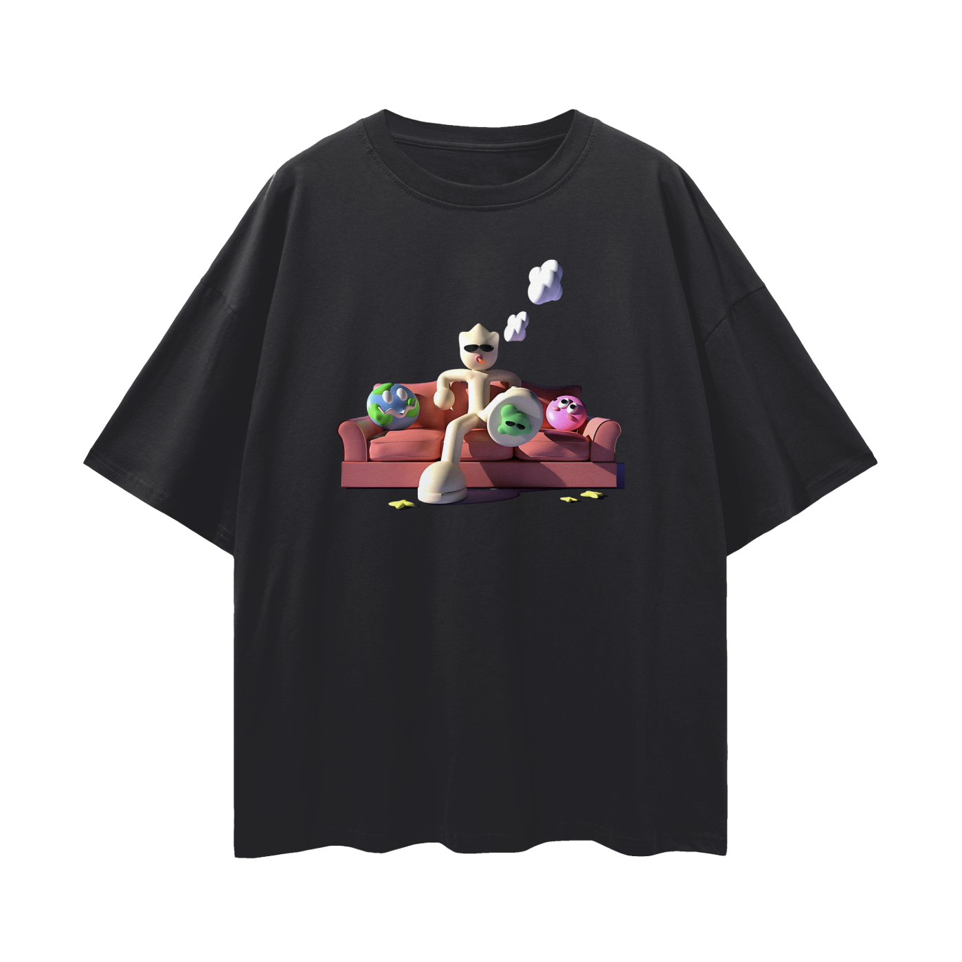 Clay Man On Couch Graphic Oversized T Shirt