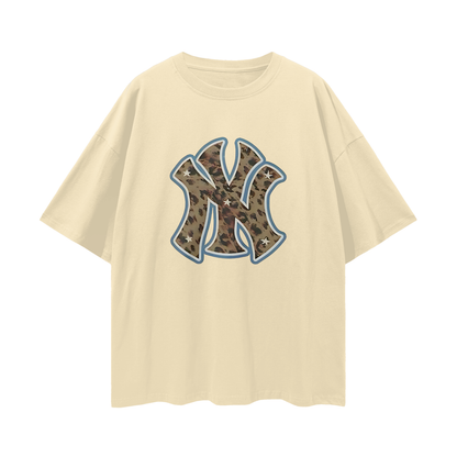 Yankees Leopard 90s Vintage Like Graphic Oversized T Shirt