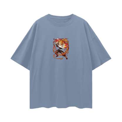 Vintage/Y2K Demon Flamehashira Slayer Anime Oversized T Shirt