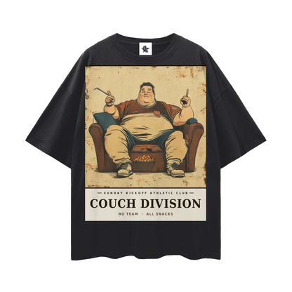 Sunday Kickoff Athletic Club Tee - Couch Division | Vintage Varsity Football Bootleg Oversized Tee