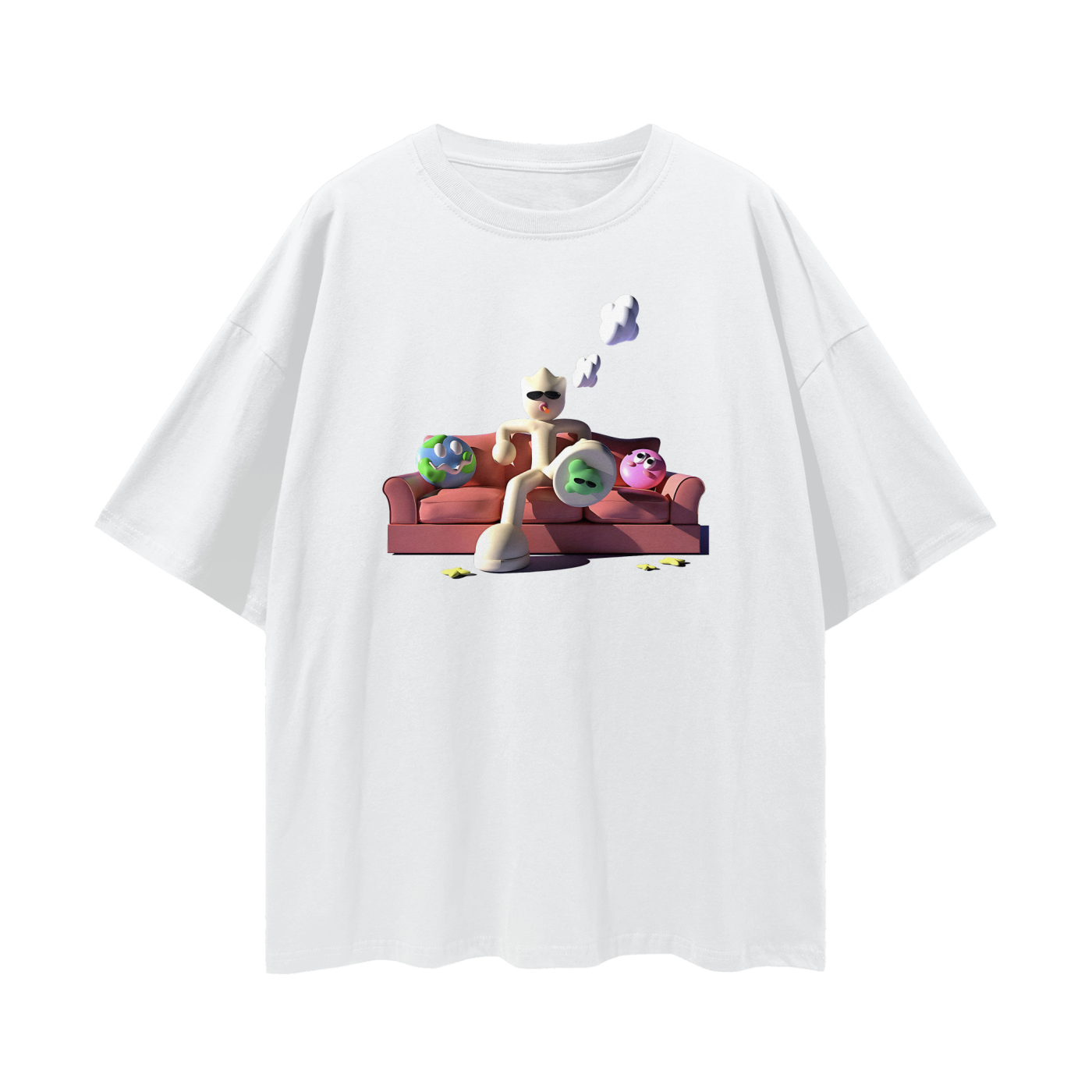 Clay Man On Couch Graphic Oversized T Shirt