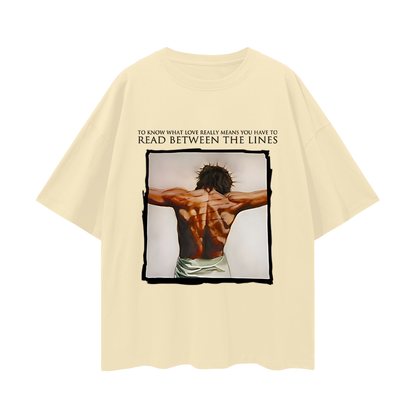 Religious Jesus Read Between The Lines Graphic Oversized T Shirt