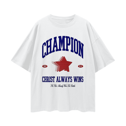 Religious Christ Always Wins 90s Y2K Vintage Like Graphic Oversized T Shirt