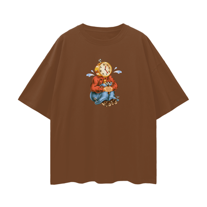 Sitting Clock Man Like 90s Y2K Vintage Like Graphic Oversized T Shirt