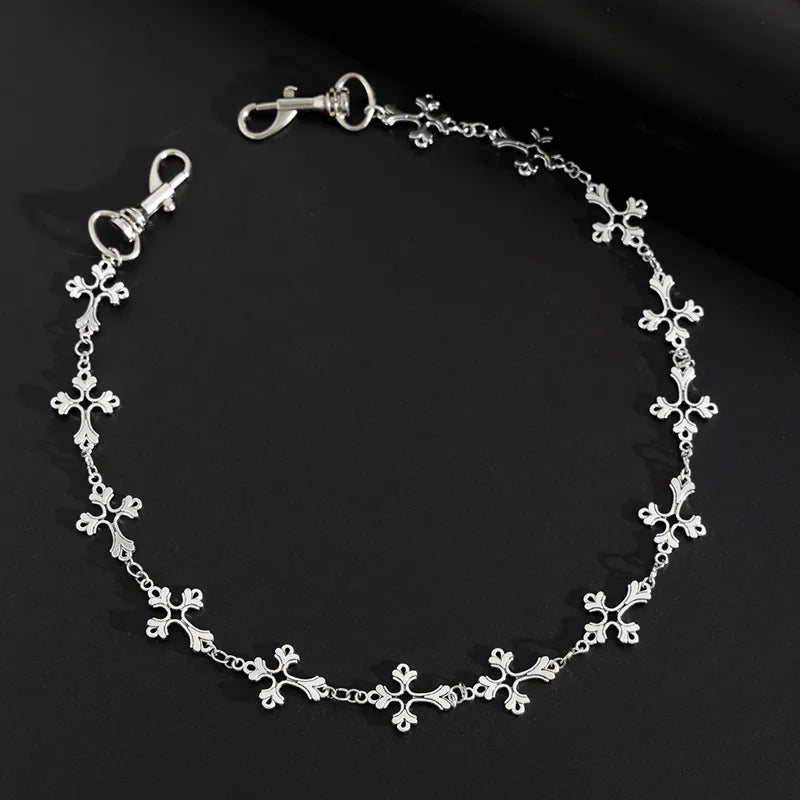 Punk Jeans Pants Chain Multi Layer Chain Punk Cross Charm Waist Wallet Chain Harajuku Belt for Hip Hop Dancers