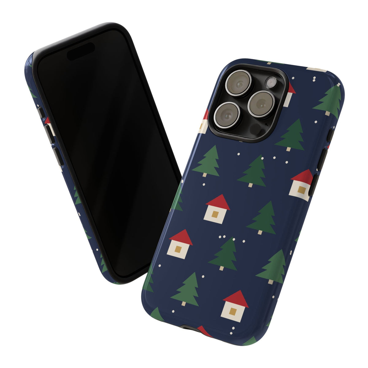 Evergreen Village Christmas phone case - front back