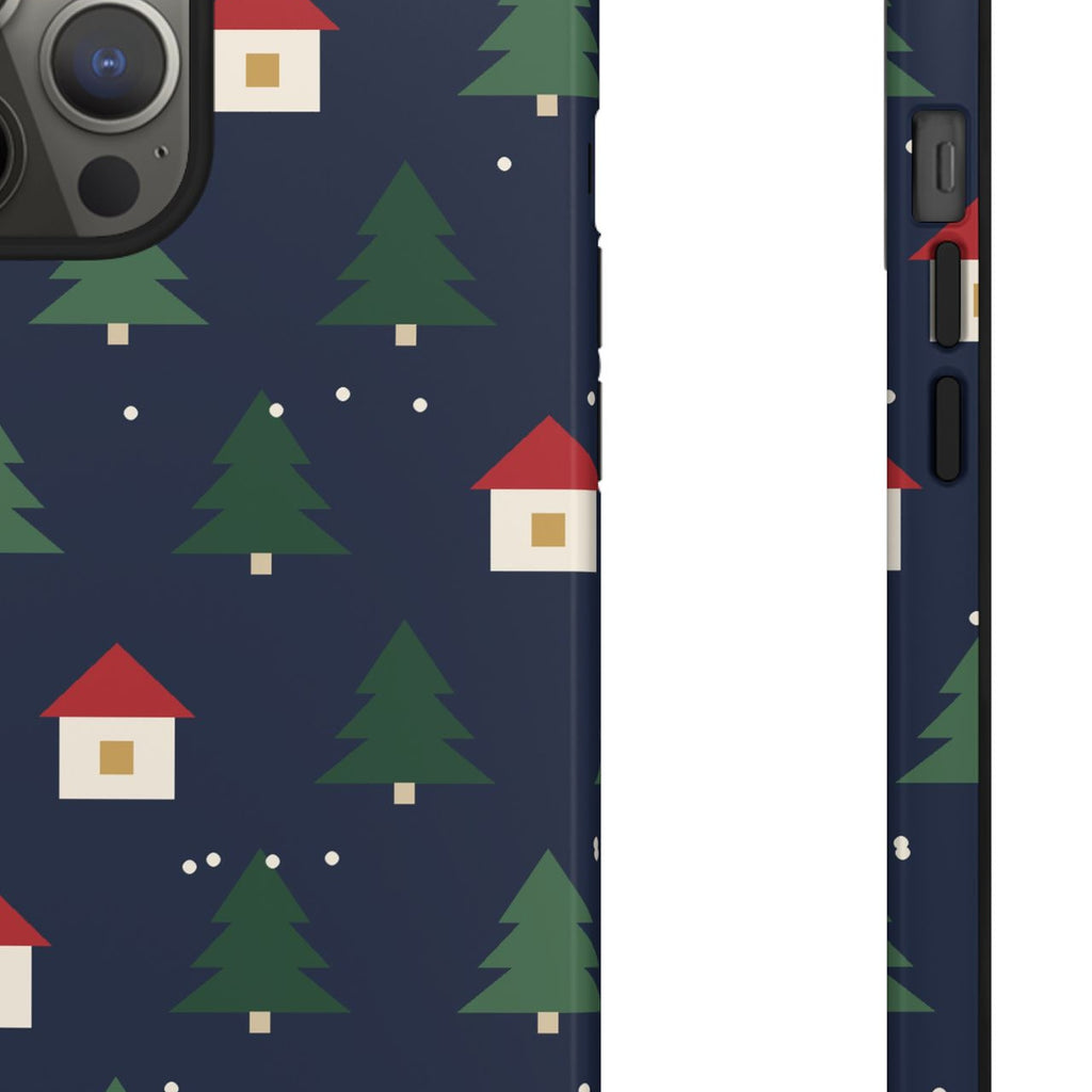 Evergreen Village Christmas phone case - closeup pattern