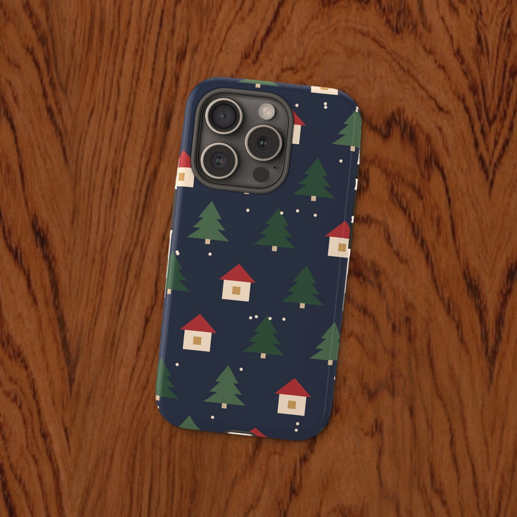 Evergreen Village Christmas phone case - styled rosewood