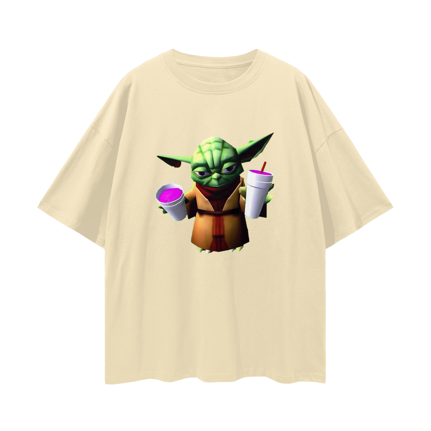 Funny Yoda Star Wars Double Cup Y2K Vintage Like Graphic Oversized T Shirt