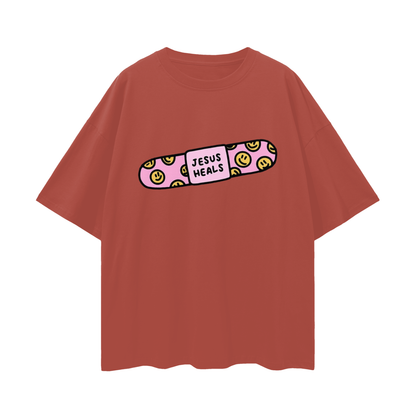 Religious Jesus Heals T Shirt Vintage Like Graphic Oversized T Shirt