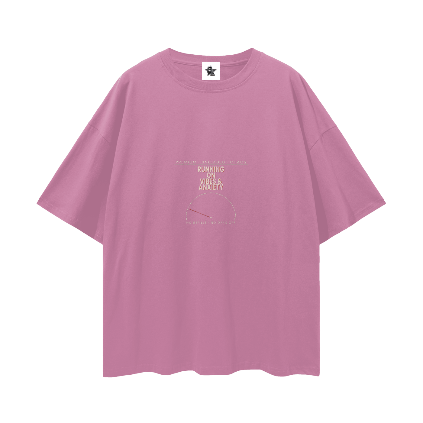 Running On Vibes And Anxiety Oversized T-Shirt | Funny Vintage Graphic