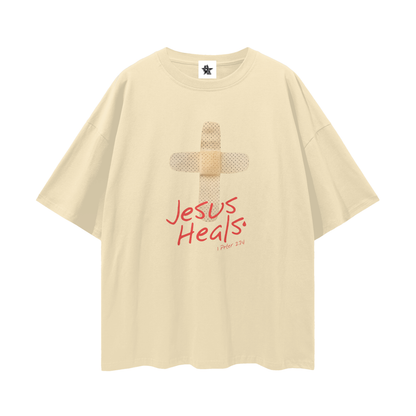 Religous Vintage/Y2K Jesus Heals Band Aid Oversized T Shirt
