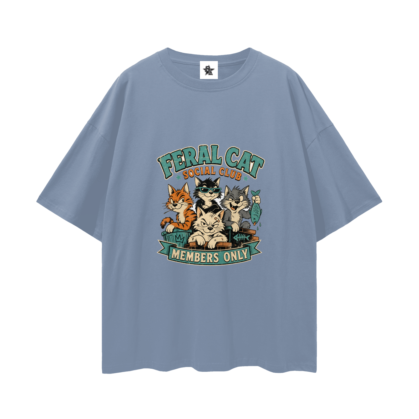 Feral Cat Social Club Tee - Members Only | Oversized Heavyweight Bootleg Graphic Tee